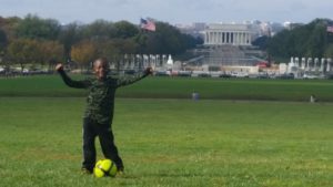 Samuel exercising at National Mall, improving heart health